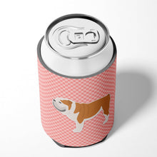 Load image into Gallery viewer, English Bulldog Checkerboard Pink Can or Bottle Hugger BB3662CC