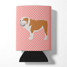 Load image into Gallery viewer, English Bulldog Checkerboard Pink Can or Bottle Hugger BB3662CC