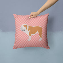 Load image into Gallery viewer, English Bulldog Checkerboard Pink Throw Pillow - 14x14 Decorative Pillow – Art for Your Home &amp; Patio BB3662PW1414