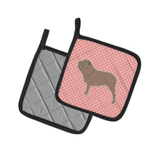 Load image into Gallery viewer, Neapolitan Mastiff Checkerboard Pink Pot Holders - Set of 2 - Heat-Resistant Kitchen Essentials BB3665PTHD