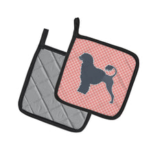 Load image into Gallery viewer, Portuguese Water Dog Checkerboard Pink Pot Holders - Set of 2 - Heat-Resistant Kitchen Essentials BB3668PTHD