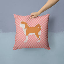 Load image into Gallery viewer, Akita Checkerboard Pink Throw Pillow - 14x14 Decorative Pillow – Art for Your Home &amp; Patio BB3672PW1414