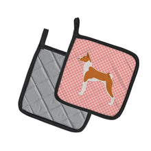 Load image into Gallery viewer, Basenji Checkerboard Pink Pot Holders - Set of 2 - Heat-Resistant Kitchen Essentials BB3674PTHD