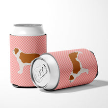 Load image into Gallery viewer, Saint Bernard Checkerboard Pink Can or Bottle Hugger BB3676CC