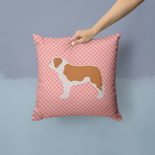Load image into Gallery viewer, Saint Bernard Checkerboard Pink Throw Pillow - 14x14 Decorative Pillow – Art for Your Home &amp; Patio BB3676PW1414