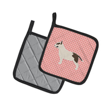 Load image into Gallery viewer, Bull Terrier Checkerboard Pink Pot Holders - Set of 2 - Heat-Resistant Kitchen Essentials BB3678PTHD