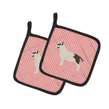 Load image into Gallery viewer, Bull Terrier Checkerboard Pink Pot Holders - Set of 2 - Heat-Resistant Kitchen Essentials BB3678PTHD