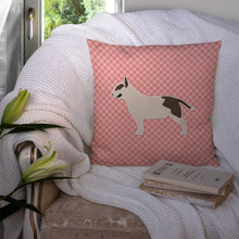 Load image into Gallery viewer, Bull Terrier Checkerboard Pink Throw Pillow - 14x14 Decorative Pillow – Art for Your Home &amp; Patio BB3678PW1414