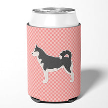 Load image into Gallery viewer, Siberian Husky Checkerboard Pink Can or Bottle Hugger BB3680CC