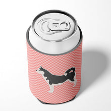 Load image into Gallery viewer, Siberian Husky Checkerboard Pink Can or Bottle Hugger BB3680CC