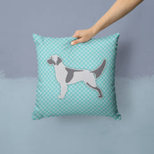 Load image into Gallery viewer, English Setter  Checkerboard Blue Throw Pillow - 14x14 Decorative Pillow – Art for Your Home &amp; Patio BB3681PW1414