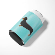 Load image into Gallery viewer, Dachshund  Checkerboard Blue Can or Bottle Hugger BB3682CC