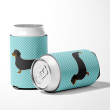Load image into Gallery viewer, Dachshund  Checkerboard Blue Can or Bottle Hugger BB3682CC