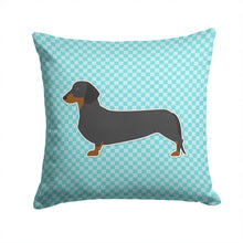 Load image into Gallery viewer, Dachshund  Checkerboard Blue Throw Pillow - 14x14 Decorative Pillow – Art for Your Home &amp; Patio BB3682PW1414