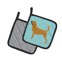 Load image into Gallery viewer, Bloodhound  Checkerboard Blue Pot Holders - Set of 2 - Heat-Resistant Kitchen Essentials BB3684PTHD