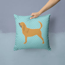 Load image into Gallery viewer, Bloodhound  Checkerboard Blue Throw Pillow - 14x14 Decorative Pillow – Art for Your Home &amp; Patio BB3684PW1414