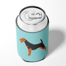 Load image into Gallery viewer, Welsh Terrier  Checkerboard Blue Can or Bottle Hugger BB3685CC