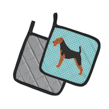 Load image into Gallery viewer, Welsh Terrier  Checkerboard Blue Pot Holders - Set of 2 - Heat-Resistant Kitchen Essentials BB3685PTHD