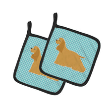 Load image into Gallery viewer, Cocker Spaniel  Checkerboard Blue Pot Holders - Set of 2 - Heat-Resistant Kitchen Essentials BB3686PTHD