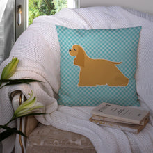 Load image into Gallery viewer, Cocker Spaniel  Checkerboard Blue Throw Pillow - 14x14 Decorative Pillow – Art for Your Home &amp; Patio BB3686PW1414