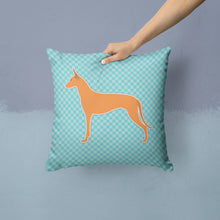 Load image into Gallery viewer, Pharaoh Hound  Checkerboard Blue Throw Pillow - 14x14 Decorative Pillow – Art for Your Home &amp; Patio BB3688PW1414