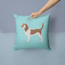 Load image into Gallery viewer, Grand Basset Griffon Vendeen  Checkerboard Blue Throw Pillow - 14x14 Decorative Pillow – Art for Your Home &amp; Patio BB3690PW1414