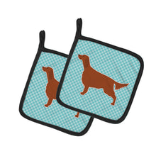 Load image into Gallery viewer, Irish Setter  Checkerboard Blue Pot Holders - Set of 2 - Heat-Resistant Kitchen Essentials BB3693PTHD