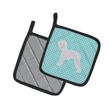 Load image into Gallery viewer, Bedlington Terrier  Checkerboard Blue Pot Holders - Set of 2 - Heat-Resistant Kitchen Essentials BB3694PTHD