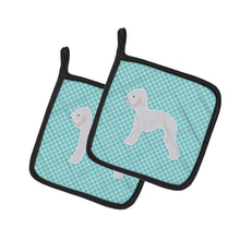 Load image into Gallery viewer, Bedlington Terrier  Checkerboard Blue Pot Holders - Set of 2 - Heat-Resistant Kitchen Essentials BB3694PTHD