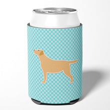 Load image into Gallery viewer, Yellow Labrador Retriever  Checkerboard Blue Can or Bottle Hugger BB3697CC