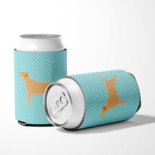 Load image into Gallery viewer, Yellow Labrador Retriever  Checkerboard Blue Can or Bottle Hugger BB3697CC