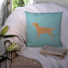 Load image into Gallery viewer, Yellow Labrador Retriever  Checkerboard Blue Throw Pillow - 14x14 Decorative Pillow – Art for Your Home &amp; Patio BB3697PW1414