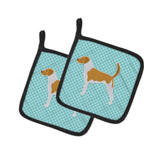 Load image into Gallery viewer, American Foxhound  Checkerboard Blue Pot Holders - Set of 2 - Heat-Resistant Kitchen Essentials BB3698PTHD