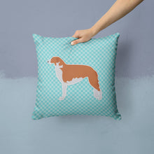Load image into Gallery viewer, Borzoi Russian Greyhound  Checkerboard Blue Throw Pillow - 14x14 Decorative Pillow – Art for Your Home &amp; Patio BB3699PW1414