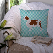 Load image into Gallery viewer, Welsh Springer Spaniel  Checkerboard Blue Throw Pillow - 14x14 Decorative Pillow – Art for Your Home &amp; Patio BB3700PW1414