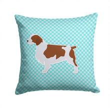 Load image into Gallery viewer, Welsh Springer Spaniel  Checkerboard Blue Throw Pillow - 14x14 Decorative Pillow – Art for Your Home &amp; Patio BB3700PW1414