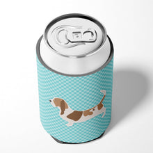 Load image into Gallery viewer, Basset Hound  Checkerboard Blue Can or Bottle Hugger BB3702CC