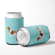 Load image into Gallery viewer, Basset Hound  Checkerboard Blue Can or Bottle Hugger BB3702CC