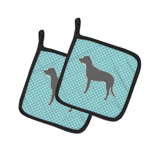 Load image into Gallery viewer, Irish Wolfhound  Checkerboard Blue Pot Holders - Set of 2 - Heat-Resistant Kitchen Essentials BB3703PTHD