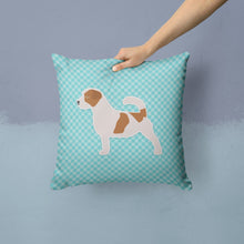 Load image into Gallery viewer, Jack Russell Terrier  Checkerboard Blue Throw Pillow - 14x14 Decorative Pillow – Art for Your Home &amp; Patio BB3707PW1414