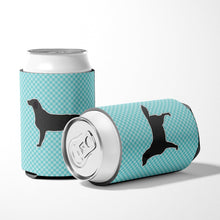 Load image into Gallery viewer, Black Labrador Retriever  Checkerboard Blue Can or Bottle Hugger BB3708CC