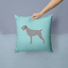 Load image into Gallery viewer, German Wirehaired Pointer Checkerboard Blue Throw Pillow - 14x14 Decorative Pillow – Art for Your Home &amp; Patio BB3711PW1414