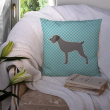 Load image into Gallery viewer, German Wirehaired Pointer Checkerboard Blue Throw Pillow - 14x14 Decorative Pillow – Art for Your Home &amp; Patio BB3711PW1414