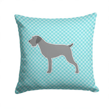 Load image into Gallery viewer, German Wirehaired Pointer Checkerboard Blue Throw Pillow - 14x14 Decorative Pillow – Art for Your Home &amp; Patio BB3711PW1414