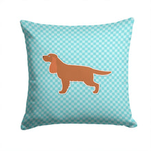 Load image into Gallery viewer, English Cocker Spaniel Checkerboard Blue Throw Pillow - 14x14 Decorative Pillow – Art for Your Home &amp; Patio BB3712PW1414