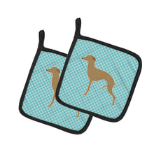 Load image into Gallery viewer, Italian Greyhound Checkerboard Blue Pot Holders - Set of 2 - Heat-Resistant Kitchen Essentials BB3714PTHD