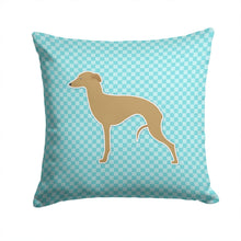 Load image into Gallery viewer, Italian Greyhound Checkerboard Blue Throw Pillow - 14x14 Decorative Pillow – Art for Your Home &amp; Patio BB3714PW1414
