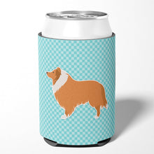 Load image into Gallery viewer, Collie Checkerboard Blue Can or Bottle Hugger BB3716CC