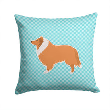 Load image into Gallery viewer, Collie Checkerboard Blue Throw Pillow - 14x14 Decorative Pillow – Art for Your Home &amp; Patio BB3716PW1414