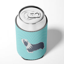 Load image into Gallery viewer, Bearded Collie Checkerboard Blue Can or Bottle Hugger BB3717CC